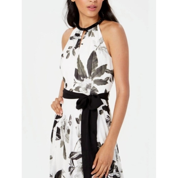 CALVIN KLEIN Womens White Sleeveless Full-Length Hi-Lo Formal Dress 14W - Picture 11 of 13